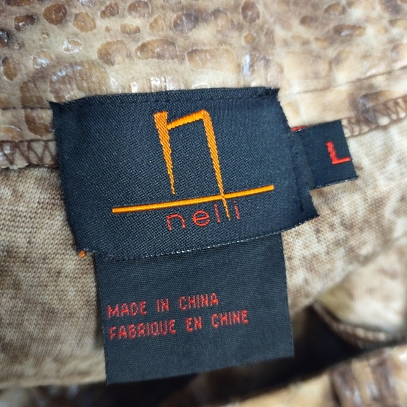 Nelli Women's Brown Animal Print Pants Size Large L - Picture 10 of 12